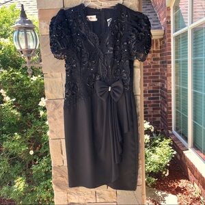 vintage 80s Irene Herbert’s Black Formal Midi Dress Women 10